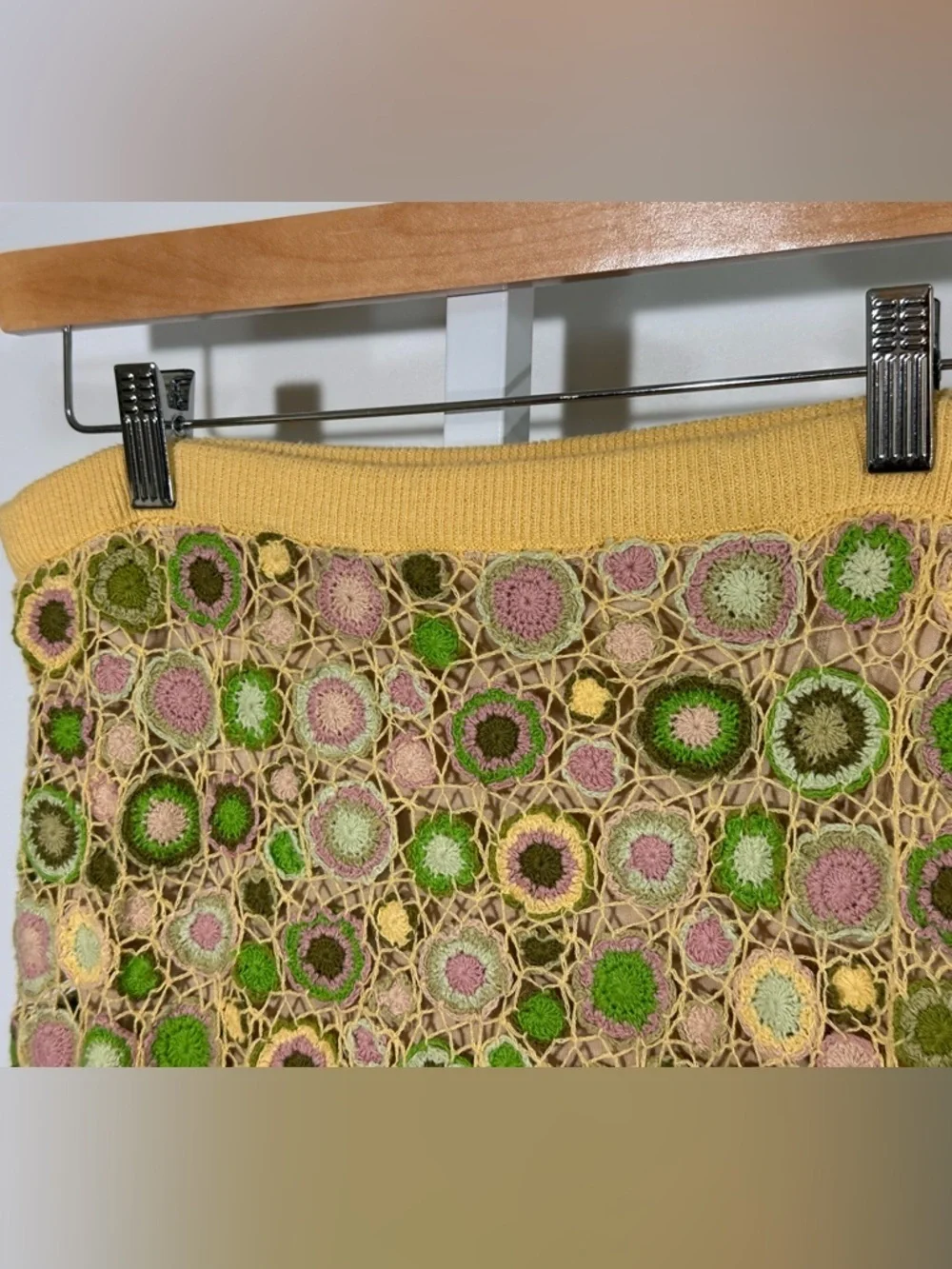Cynthia Cynthia Steffe Crochet Skirt Green Floral 2pc Y2K Boho Festival Set S/M